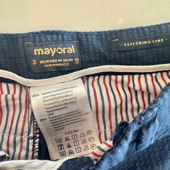 Mayoral Boys Navy Blue Tailor Lined Striped Shorts - Size 3 - Picture 3 of 5